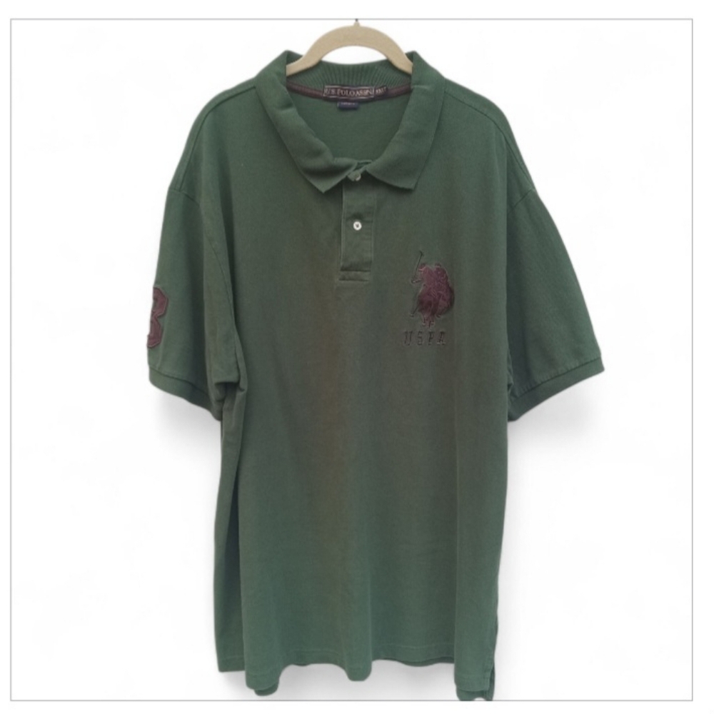 4/$10 US Polo Assn Polo Shirt Mens 2XLT Green Big Logo